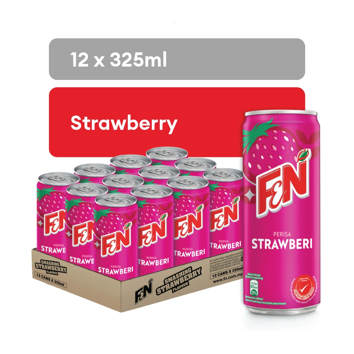 F&N Strawberry Soft Drink 325ml Can – 12 Cans per Carton